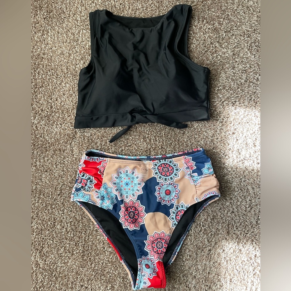 High waisted, high neck swimsuit